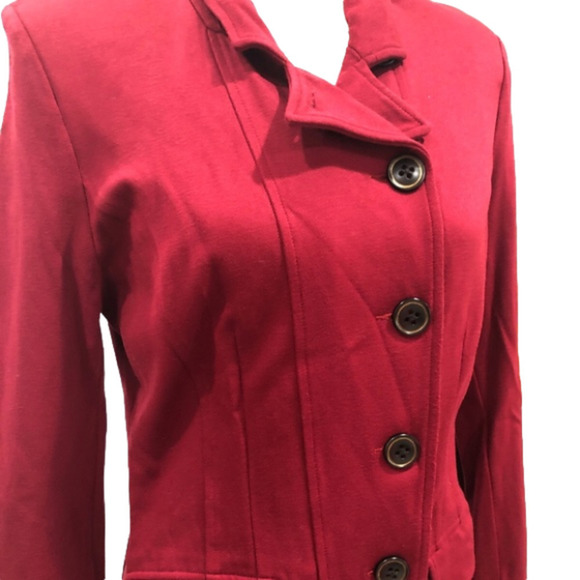 Cabi Style #3175 Rhubarb Red Outing Asymmetrical Button Front Blazer Size 6 - Picture 3 of 10